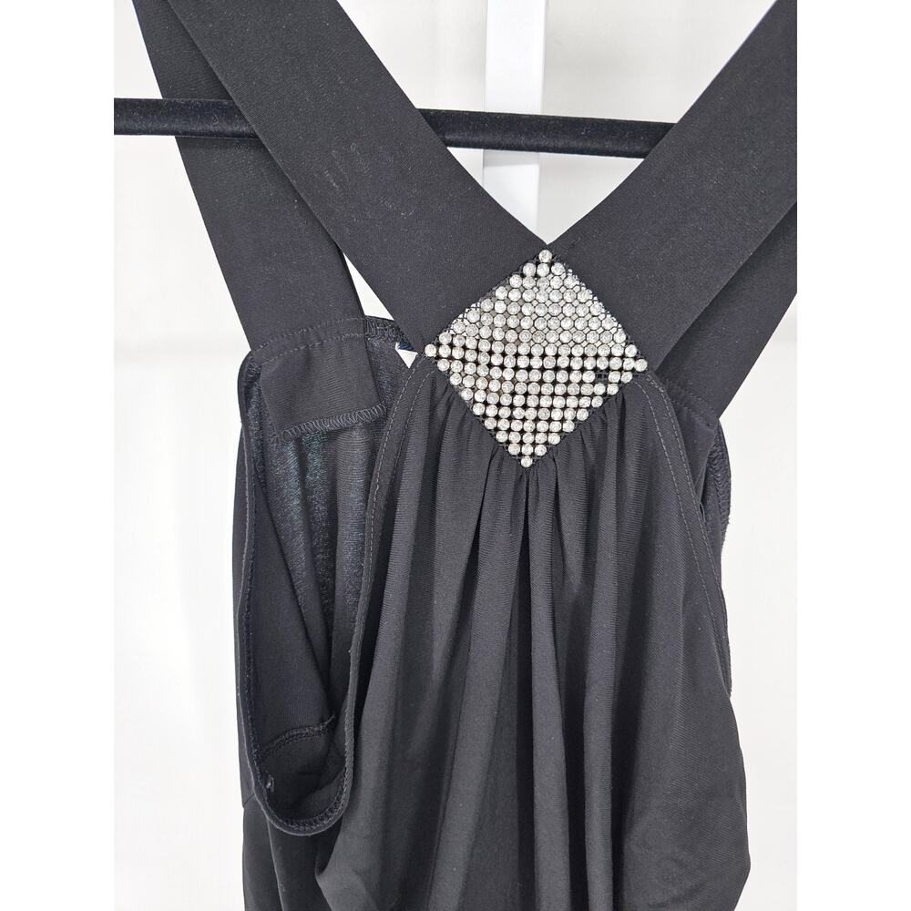 Vtg Y2K M&Co Womens Sz 18 Sleeveless Blouse Black w/ Rhinestone Front Party - Picture 2 of 4